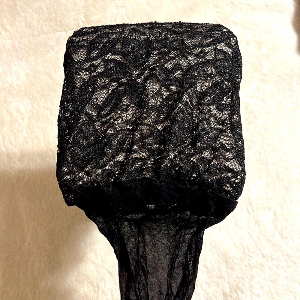 Frederick's of Hollywood.  Black Thigh Highs Collection. Wide Lace Top. Size M - Picture 6 of 7